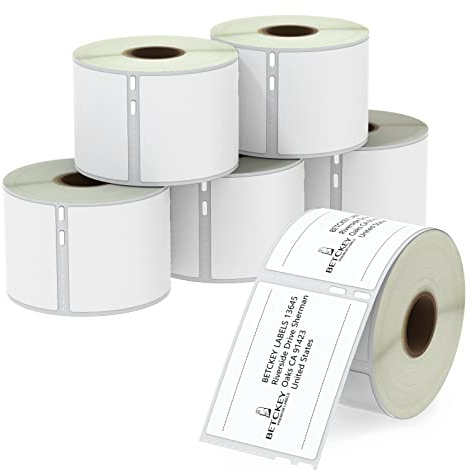 BETCKEY - 6 Rollen 99015 Selbstklebende Etiketten Kompatibel mit DYMO S0722440, 54mm x 70mm, 2400 Mehrzwecketiketten für LabelWriter 450, 4XL NICHT passend 550 oder 5XL