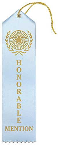 lobende Erwähnung Premium Award Bänder mit Karte & String (hellblau) - 25 Count Value Bundle - Metallic Gold Folie Print - Made in den USA