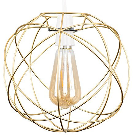 MiniSun | Retro Style Atom Design Gold Metal Basket Ceiling Light Shade | Ceiling Lighting, Home Décor & Improvement Essential | 255mm Shade Width
