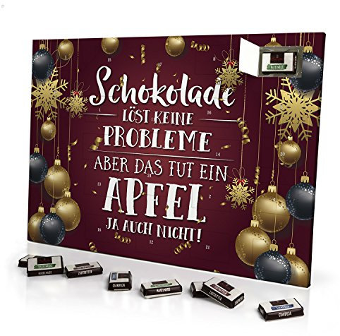 printplanet - Adventskalender Schokolade Löst Keine Probleme Aber Das TUT EIN Apfel ja auch Nicht - mit Schokolade - Design Weihnachtskalender, Schoko-Adventskalender mit Spruch - 2025