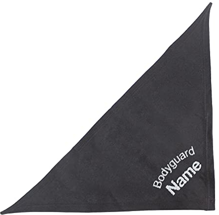 Schecker Besticktes Hundehalstuch/Dreieckstuch/Kopftuch mit Motiv incl. Bestickung - Bodyguard + Name vom Hund - Schwarz 35 cm