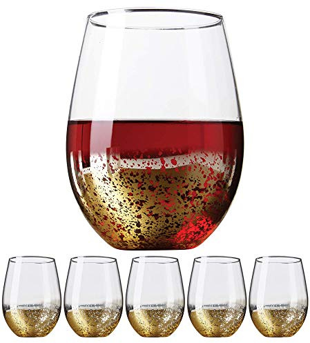 Kitchen Lux Lot de 6 verres à vin sans pied avec bords dorés 48 ml