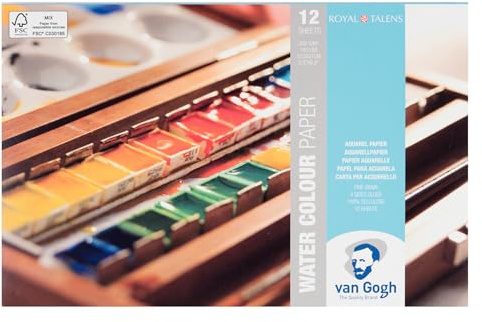 Van Gogh Watercolour Paper Block, 140lb., White Paper, 12 Sheets, 5.3 x 8.3