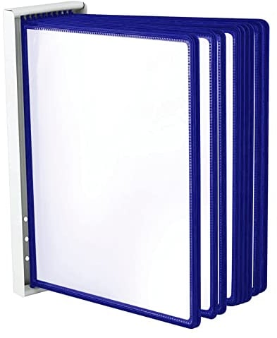 Leviatan Wand-Sichttafelsystem Wandhalterung für Sichttafeln Tafelsystem aus Metall zum Anschrauben an die Wand, Im Lager, in der Werkstatt, im Geschäft, im Labor + 10 blaue Sichttafeln