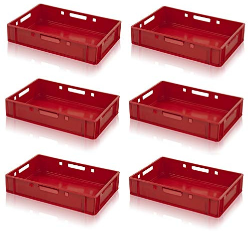 kistenkind 6x Fleischkiste E1 rot 60x40x12,5 Metzgerkiste Eurobehälter inkl. Zollstock