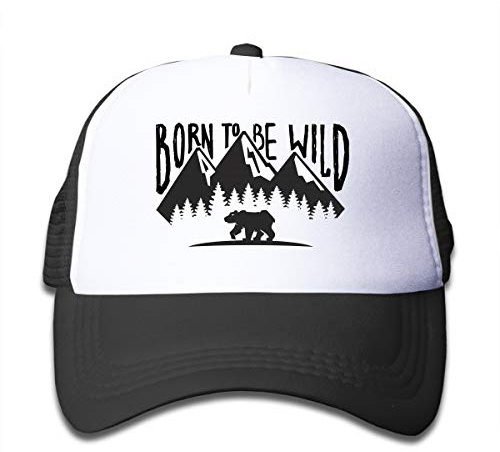 Dresmannst KKMKSHHG Bear Mountain Youth Verstellbare Mesh-Hüte Baseball Trucker Cap für Jungen und Mädchen, Schwarz 4, Einheitsgröße