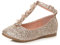 AJVANI T-BAR Glitter Wedding Bridesmaid Shoes Ballerinas Size 33 Rose Gold