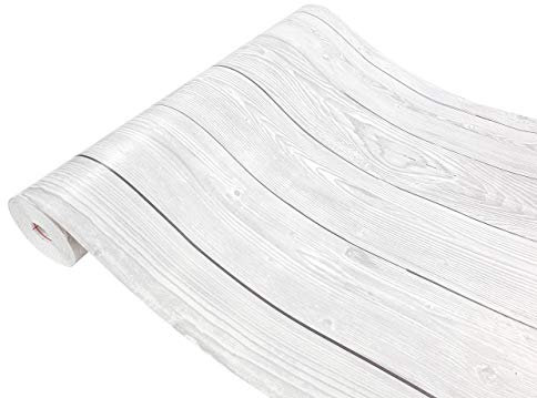 DecoMeister Vinilo Imitacion de Madera Blanco Tablas Blancas Papel Adhesivo Para Muebles Autoadhesivo Lámina Decorativa Para Cocina Pared Puertas Para Forrar En Rollo Aspecto Madera 67,5 x 740 cm