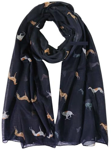 GFM® Schal mit Windhund-Aufdruck (GH) Gr. 90, gh-071-ghnl-marineblau