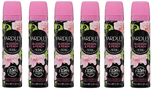 Pack of 6, Yardley Of London Blossom & Peach Deodorising Body Spray 75ml