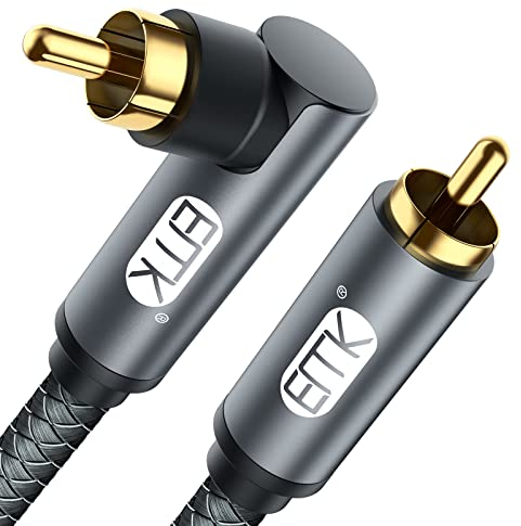 EMK Cavo Subwoofer Coassiale Digitale Cinch RCA Placcato Oro per Subwoofer, Ricevitore AV, Amplificatore, Home Theater (90 Gradi, 5M)