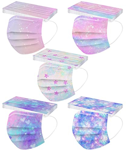QinMMSPORTS 50/100 Stück Kinder Mundschutz Einweg 3-lagig mit Motiv Bunt Mund Nasenschutz Druck Tücher Staubdicht Atmungsaktiv Mund-Tuch Multifunktionstuch Bandana Halstuch Schals (A-092, 14.5x9.5cm)