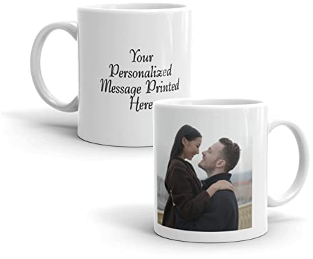 Personalised Mug with 1 Photo and up to 4 Lines of Text Logo Photo Mug Upload Your Own Photograph with A Personal Four Line Message Personalized Mug Photo Mugs Personalised Logo Mug Text Photo, White
