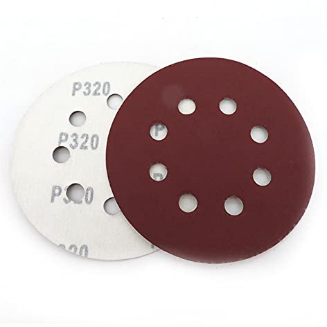 Polierschlafpapier Kit. 80 Stücke von 125 mm 8 Loch Sandpapier-Scheibe rotes Schleifpapier Selbstklebende Hoop Sandpapier Sandpapier Sandpapier Getreide Größe 320-2000