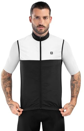 SIROKO - Gilet Vélo Coupe-vent V1 Copenhagen - L - Noir/Blanc