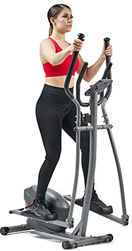 Sunny Health & Fitness 2-in-1 Upright Elliptical Cross Trainer, Compact Full-Body Exerciser, Home Cross-Training for Arm/Leg, Low Impact Cardio Workout Machine for Indoor, Optional Free SunnyFit App