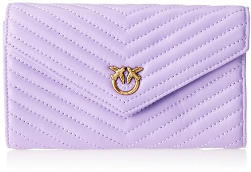 Pinko Compact Wallet L Sheep Nappa C, Accessori da Viaggio-Portafogli Donna, YN0Q_Mult.Viola/Rosa-Antique Gold, U