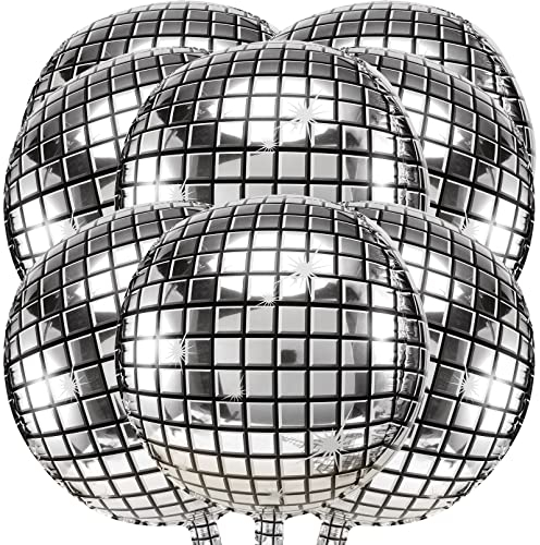 Dazarey 8 Stück Discokugel Luftballons - 22 Zoll Metallic Spiegel Folienballon für 70 80 90er Party Dekoration