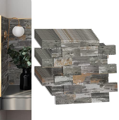 HENGMEI 3D Fliesenaufkleber, Vinyl Wandpaneele PVC Küchenrückwand Klebefliesen Selbstklebende Fliesen für Bad, Küche, 34x29cm, 10 Stück (Farbe A)