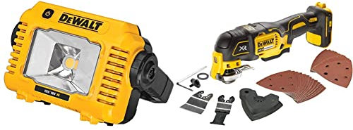 DeWalt DCL077 Battery-Powered Construction Light 2000 Lumen Building Site Light Bulb 3 Level Light Strength Setting & DCS355N-XJ 18V Li-Ion Cordless Brushless Oscillating Multi-Tool
