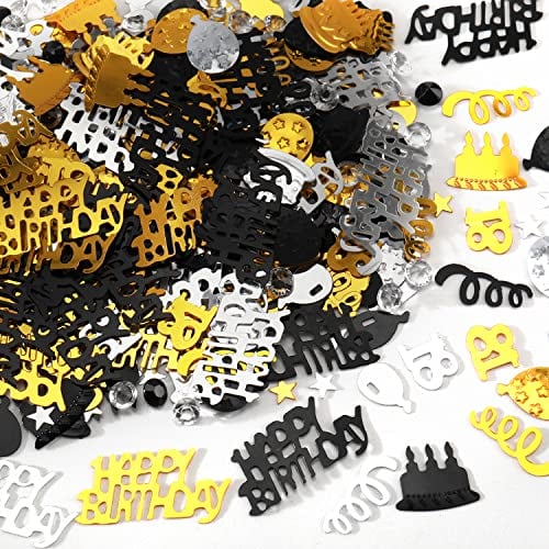 Konfetti 18 Geburtstag Deko - 500 Stück Tischdeko Gold Schwarz, Streudeko für Mädchen Junge, Partydekorationen