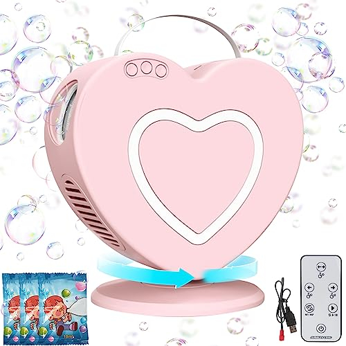 Seifenblasenmaschine Automatisch Seifenblasenpistole mit Fernbedienung 90°/360°drehbar Seifenblasenmacher für Kinder, Tragbare Seifenblasen Maschinen Seifenblasen Hochzeit für Outdoor (Rosa)