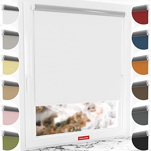 Schuette® Verdunkelungsrollo ohne Bohren/mit Bohren 2in1 ● Thermo Rollo Kollektion: Snowflake (Weiß) ● 65 x 130 cm (Breite x Höhe) ● Suprafix Klemmrollo = Klemmfix 2.0 ● 60s Montage mit Video