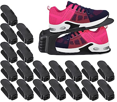 Relaxdays Schuhstapler, 20er Set, bis Größe 39, rutschfeste Schuhablage, Kunststoff, Ordnungssystem für Schuhe, Farbwahl