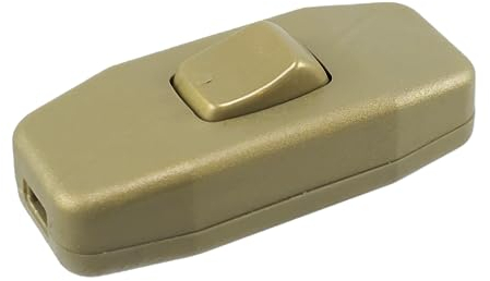 Lampen-Schalter, Zwischenschalter Gold mit Zugentlastung und Schraubkontakten, Wippe EIN/AUS, Kabelschalter, 6 A 250 V~, Passt für LED Lampe