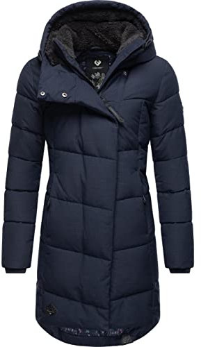 Ragwear wasserdichter Damen Wintermantel warmer Steppmantel lang mit Kapuze Pavla Intl Navy22 Gr. 3XL