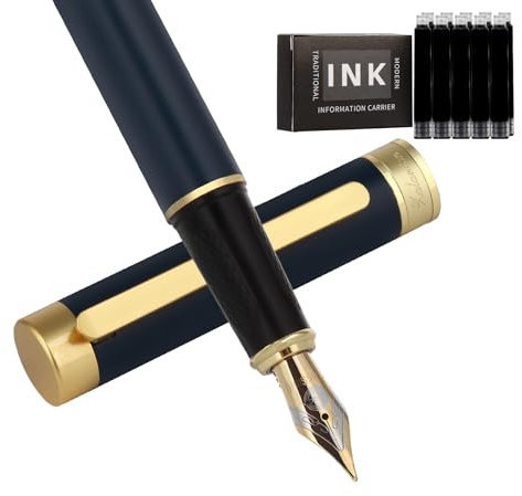 Zalantan Fountain pen,Luxury pen,Nice pen gift pure copper heavy feel Pen Smooth Writing Pens for Men Funcy Pens with Gift CaseIncludes a Calligraphy Nib 8 Cartridges a Ink Refill Converter