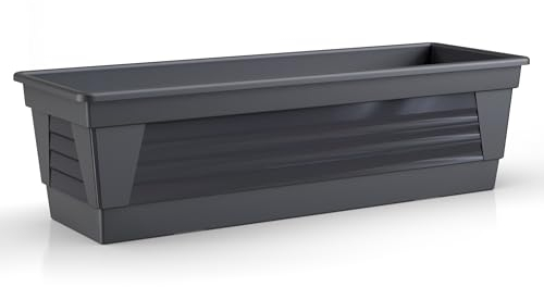 Plastard Blumenkasten 60 cm lang Farbe Anthrazit Pflanzkasten, Balkonkasten, Blumenkübel aus witterungsbeständigen Kunststoff für Garten und Balkon