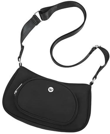 WESTBRONCO Kleine Umhängetasche für Damen, Nylon, mit verstellbarem Riemen, Mini-Umhängetasche, Schultertasche, Reisen, Workout, Z-schwarz, Umhängetasche