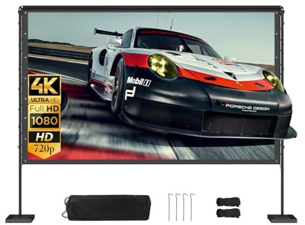 Projector Screen and Stand,Portable Projector Screen Indoor Outdoor,120in