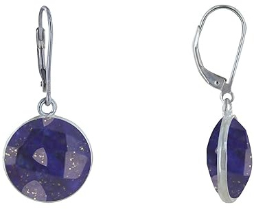 LES POULETTES BIJOUX - Sterling Silber 925 Ohrringe Scheibe Facettierten Lapislazuli