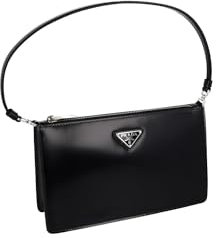 Prada Damen Schwarz gebürstetes Spazzolato Leder Abendtasche 1BC155 ZO6 F0002