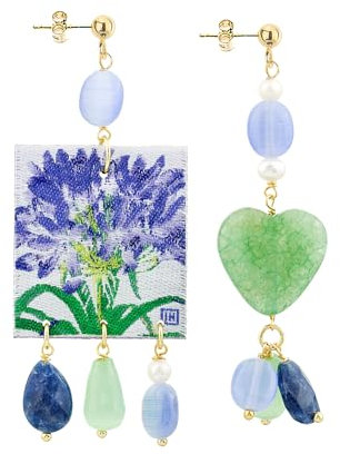 Lebole Gioielli Orecchini da Donna Mix&Match The Tag Fiore Lilla Azzurro
