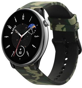 kwmobile Cinturino Silicone TPU compatibile con Huami Amazfit GTR Mini - Fascetta Gommata Smartwatch - camouflage nero/verde chiaro/verde scuro