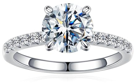 TINGN Verlobungsring Damen - 925 Sterling Silber Ring Mit Moissanite Diamant - Geschenk für Frauen, Hochzeit, Verlobung - Solitär Ehering