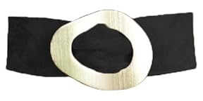 FrasiBags Breiter Damen-Gürtel aus Wildleder mit Schleife, runder Ring, oval, Damengürtel aus Wildleder, hoher Gürtel für Damen, Leder Made in Italy, Schwarz , Einheitsgröße