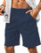 HMIYA Kurze Hosen Herren Leinen Shorts Leichte Bermuda Sommershorts Atmungsaktiv Leinenhose Kurz mit Taschen(Pfauenblau,EU-L)