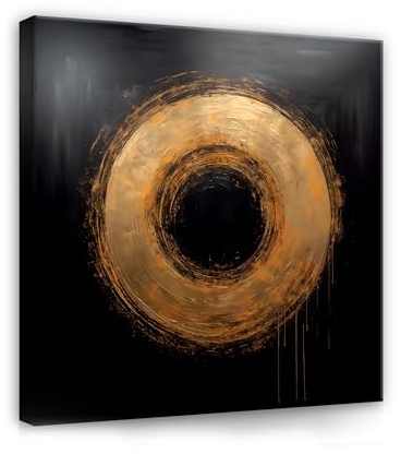 WallArena - Leinwand Bilder - Abstrakt schwarz gold Industrial Loft - 40x40 cm Leinwandbilder - Bild auf leinwand - Wandbild XXL groß Wandbilder für Wohnzimmer Schlafzimmer Wohnzimmerbilder Modern