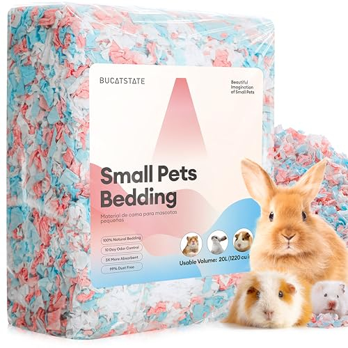 BUCATSTATE Hamster Streu 20L, Papier Einstreu für Kleintiere, Besonders Saugfähige & 99,9% Staubfrei Kleintierstreu für Meerschweinchen, Kaninchen, Haustiere, Mäuse, Rennmäuse, Nager (Konfetti)