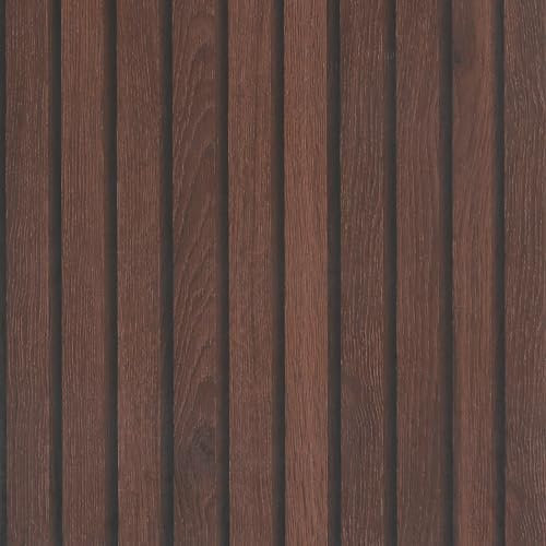 VaryPaper Peel and Stick Retro Brown Wood Panel Wallpaper 40cmx200cm Wood Effect Sticky Back Plastic 3D Wooden Slat Wallpaper for Living Room Bedroom Cupboard Vinyl Wrap for Furniture