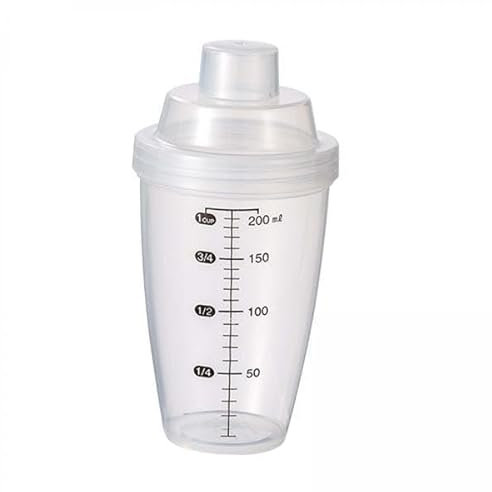 Folpus 2x Bouteille de Mélange de Protéines, Shaker de 200ml, Tasse de Mélange, Facile à Nettoyer, Multifonction, Transparente, pour Café, Sport, Salle de