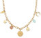 SINGULARU - Collier Multicharms Soleil. Acier avec Finition Plaqué Or 18Kt. Chaîne à Maillons avec Charms Suspendus. Détails en Pierres Naturelles et Zirconiums. Bijoux pour Femme