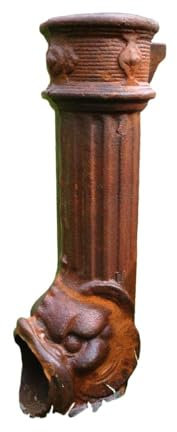 Antikas - Fallrohr Auslauf, Wasser-Speier Fisch, Ablauf/Einlauf Dachrinne u. Brunnen