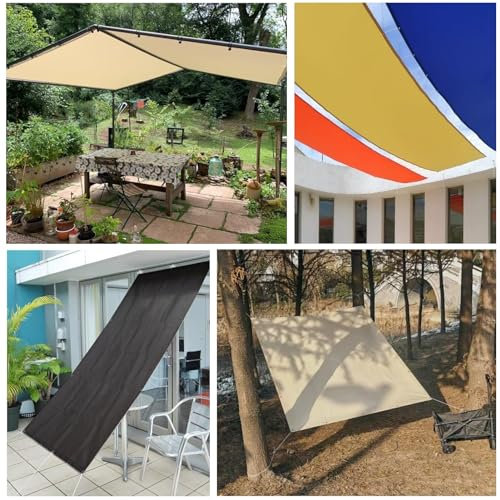 Confezione da 2 pali per tende da sole, permeabili ai raggi UV, in tessuto, per cortile, giardino, colore crema