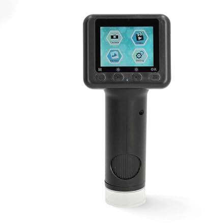 Nedis Handheld Digital Microscope Camera, 2 Tilt LCD Screen, 100x–500x Zoom, 8x Digital Zoom, 6 LED Lights, USB-C, Photo/Video Capture, Battery Powered