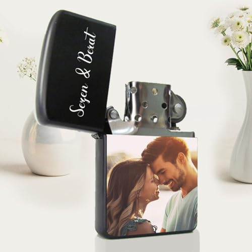 Personalisiertes Feuerzeug mit Bild, Ihr Bild oder Logo, Feuerzeughülle für Männer/Ehemann/Freund/Vater, Weihnachten, Valentinstag, Geburtstag Geschenk